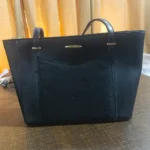 Classic Black Textured Front Pocket Tote Bag