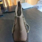 Elegant Quilted Taupe Chain Shoulder Bag - Image 2