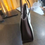 Textured Gray & Brown Front Pocket Tote Bag - Image 6
