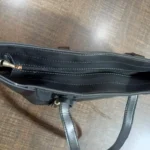 Classic Black Textured Front Pocket Tote Bag - Image 7